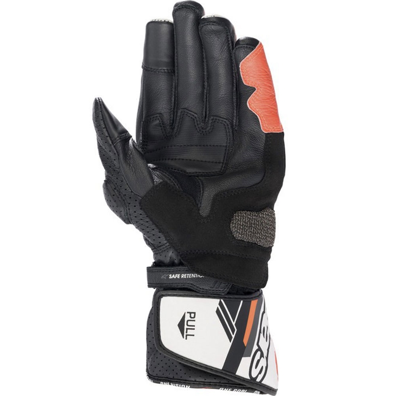 Alpinestars SP-8 balti-fluo sarkani-melni motocikla cimdi