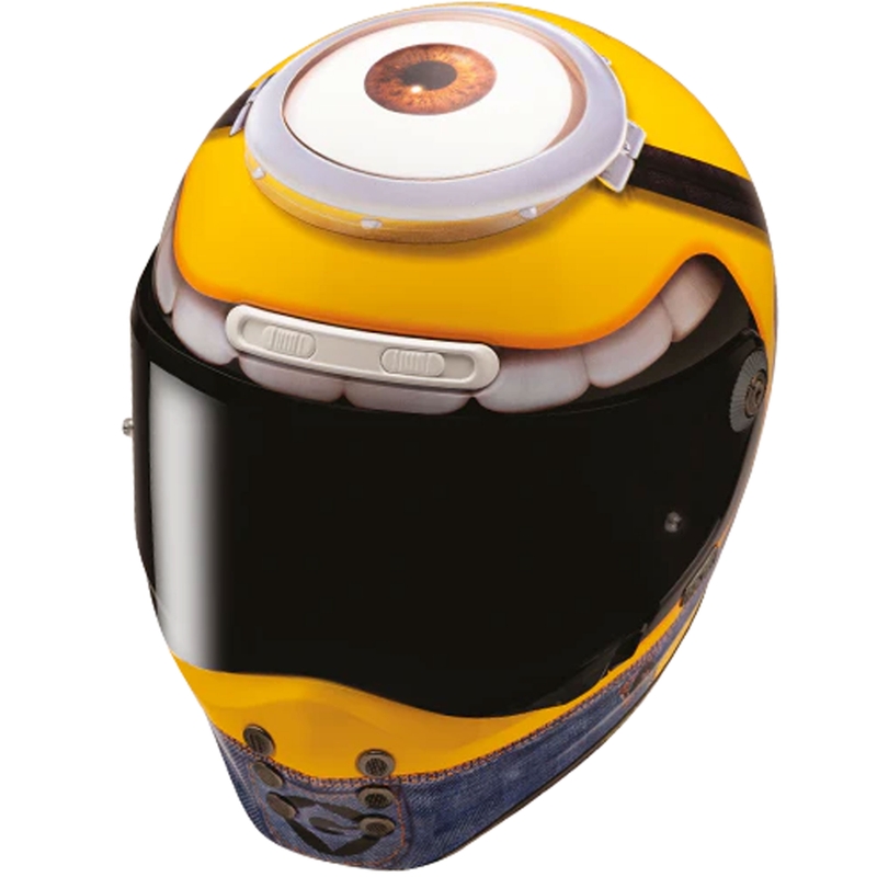 Integrēta motociklistu ķivere HJC V10 Stuart Minions MC3 dzeltens-zils