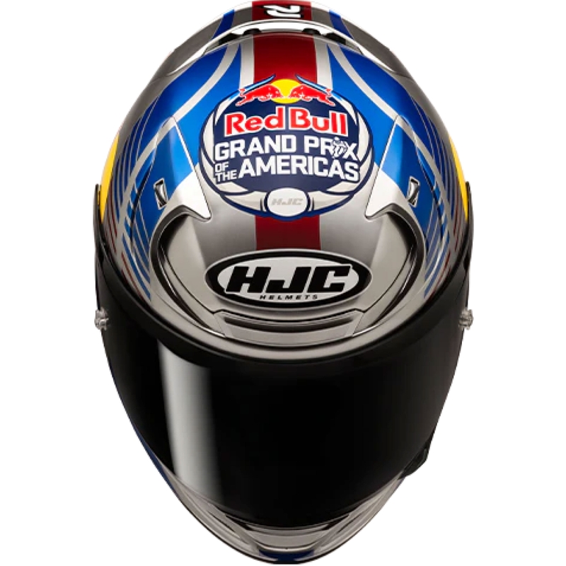 Integrālā motociklista ķivere HJC RPHA 12 Red Bull Austin GP II MC21 zili pelēka