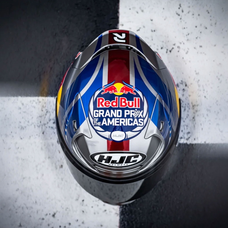 Integrālā motociklista ķivere HJC RPHA 12 Red Bull Austin GP II MC21 zili pelēka