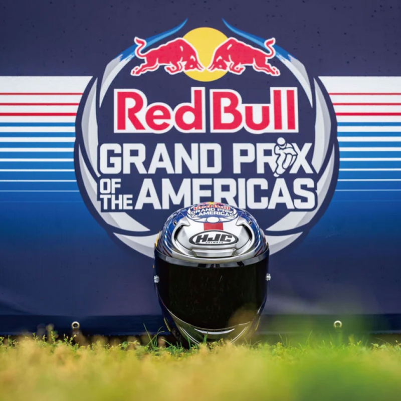 Integrālā motociklista ķivere HJC RPHA 12 Red Bull Austin GP II MC21 zili pelēka