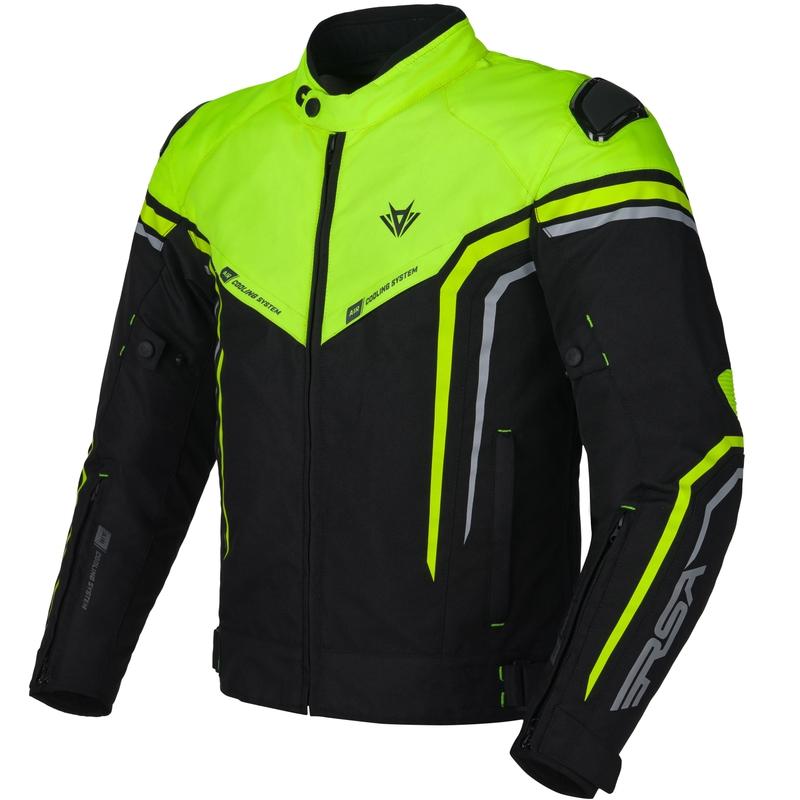 Motocikla jaka RSA Compact 2 EVO melns-pelēks-fluo dzeltens