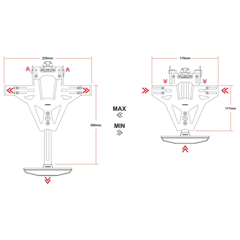 Numura zīmes turētājs ar apgaismojumu Highsider License Akron RS PRO KTM 690 DUKE melns