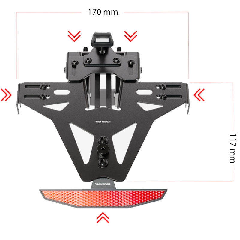Numura zīmes turētājs ar apgaismojumu Highsider Akron RS PRO Honda CB 500 melns