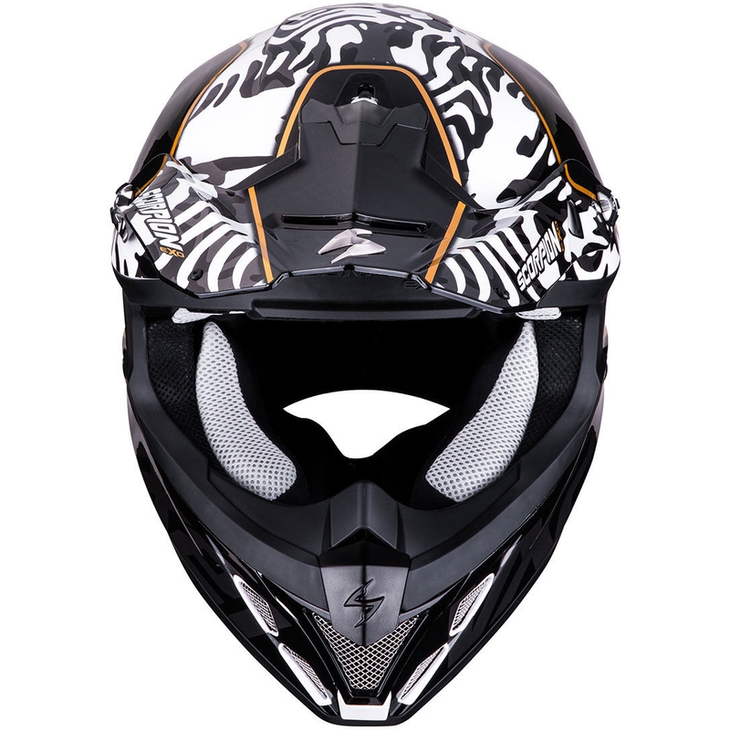 Motokrosa ķivere Scorpion VX-21 Air Gnarly melnā un baltā krāsā