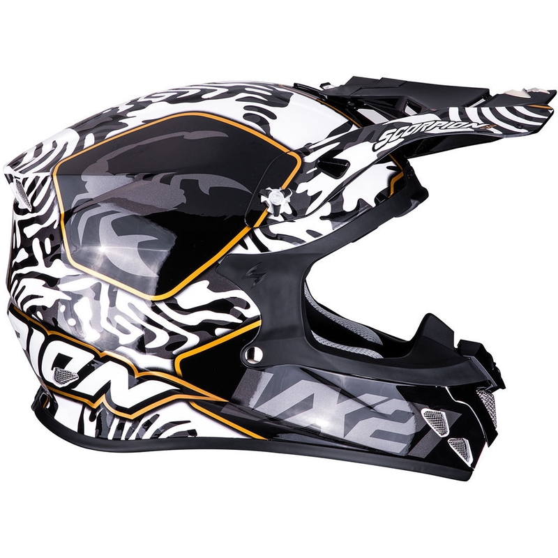 Motokrosa ķivere Scorpion VX-21 Air Gnarly melnā un baltā krāsā
