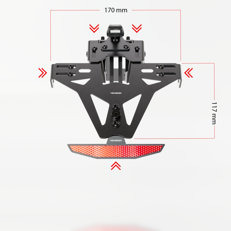 Numura zīmes turētājs ar apgaismojumu Highsider Akron RS PRO Yamaha YZF-R3 (ABS) melns