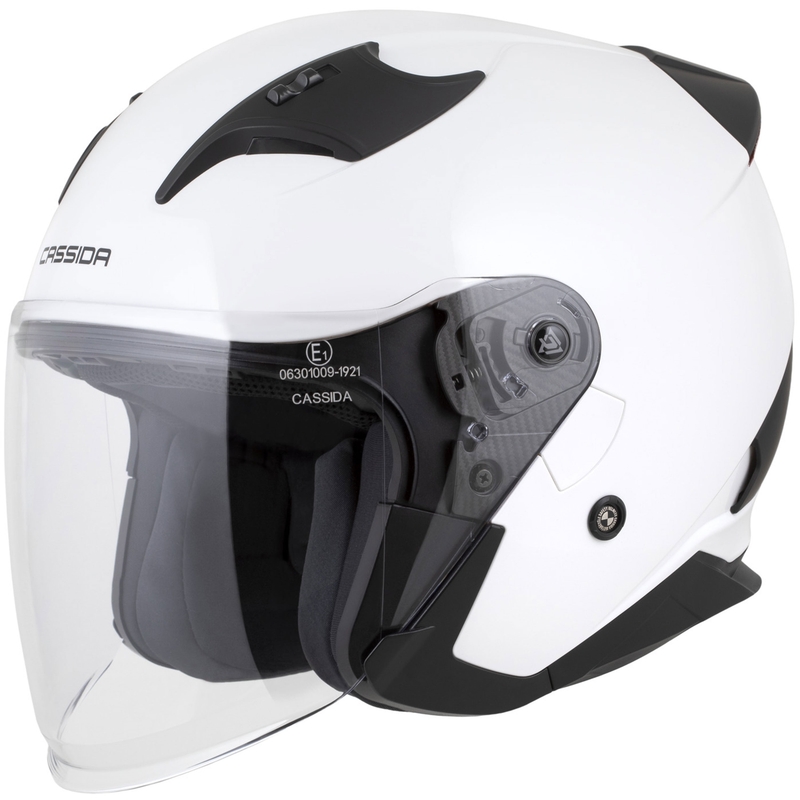 Cassida Reflex 2.0 Solid White-Black Open motociklu ķivere