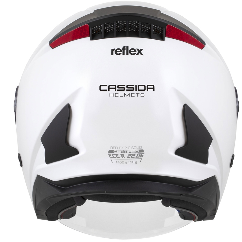Cassida Reflex 2.0 Solid White-Black Open motociklu ķivere