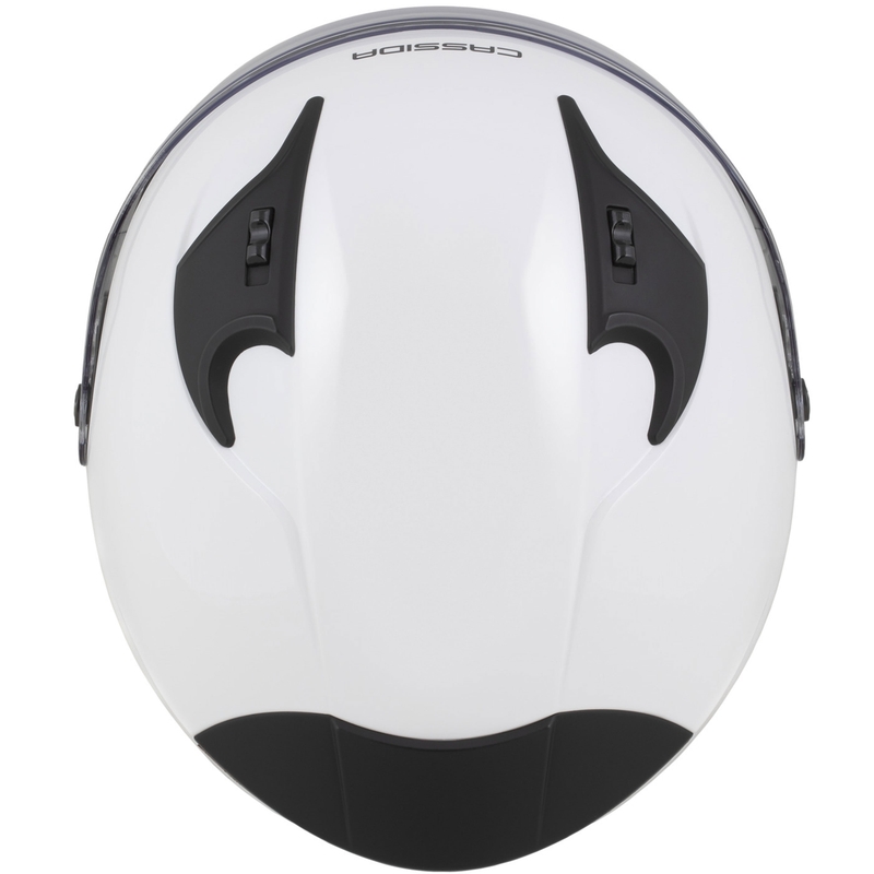 Cassida Reflex 2.0 Solid White-Black Open motociklu ķivere