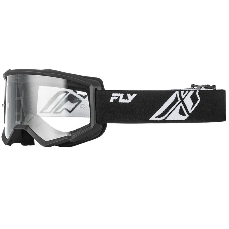 Motokrosa brilles Fly Racing Focus black and white II caurspīdīgs pleksi