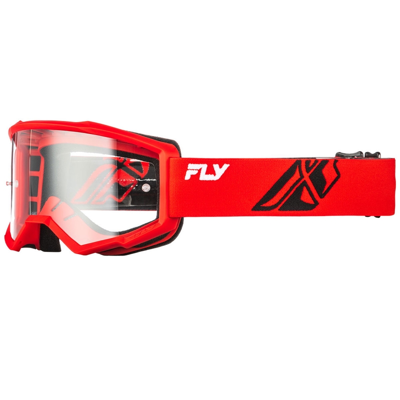 Bērnu motokrosa brilles FLY Racing Focus sarkanīgi melnas ar caurspīdīgu pleksi