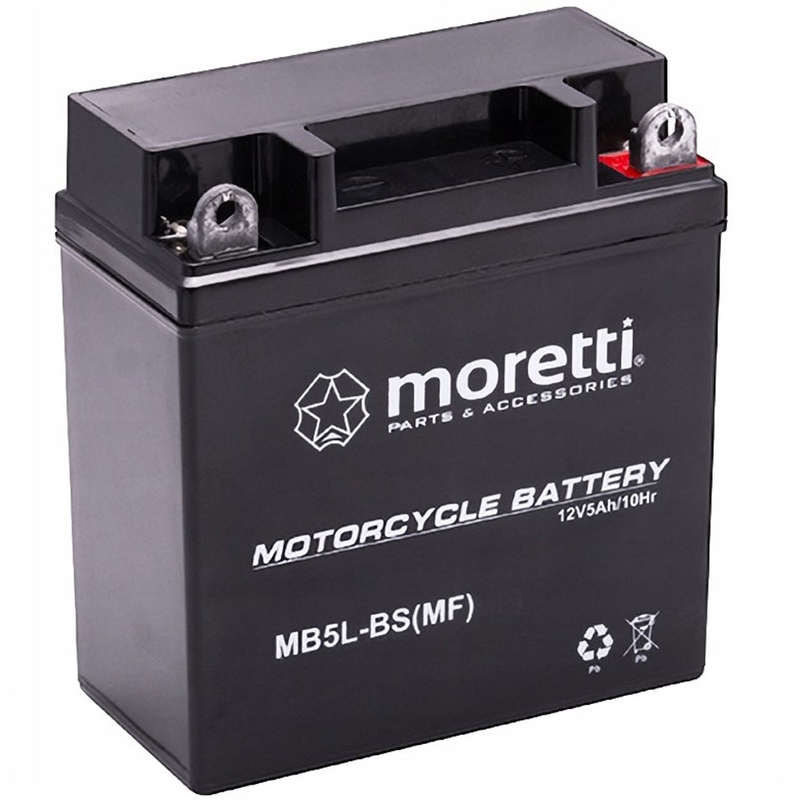 Bezapkopes želejas akumulators Moretti MB5L-BS, 12V 5Ah, bez sprieguma mērītāja
