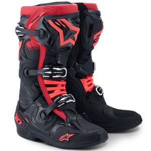 Alpinestars Tech 10 melni un sarkani motocikla zābaki