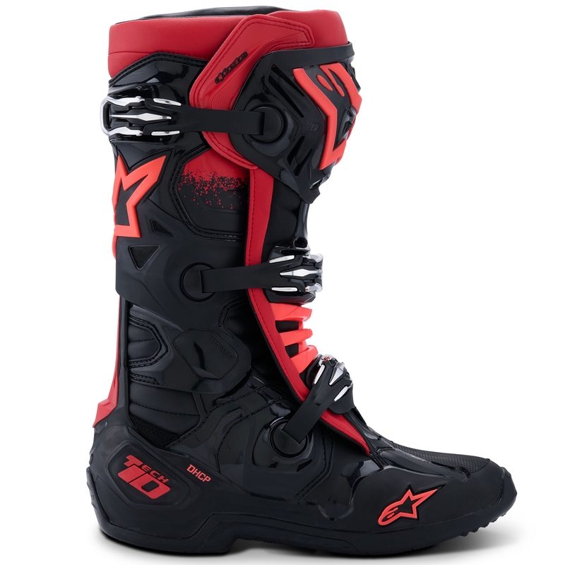 Alpinestars Tech 10 melni un sarkani motocikla zābaki