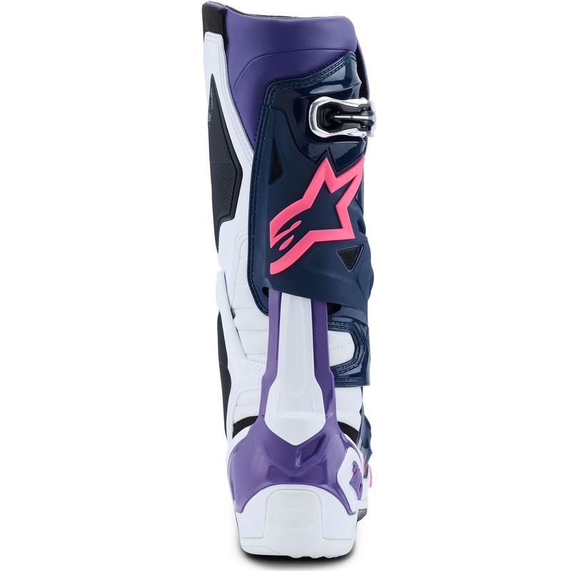 Alpinestars Tech 10 white-purple-blue-fluo pink motociklu zābaki