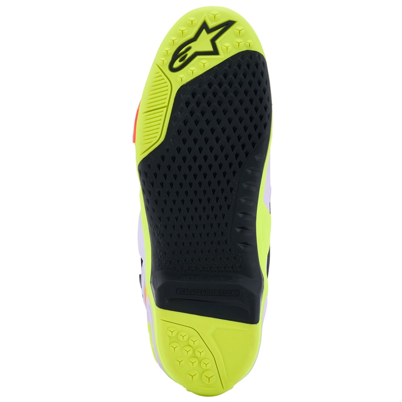 Alpinestars Tech 10 Supervented violeti-fluo dzelteni-rozā motocikla zābaki