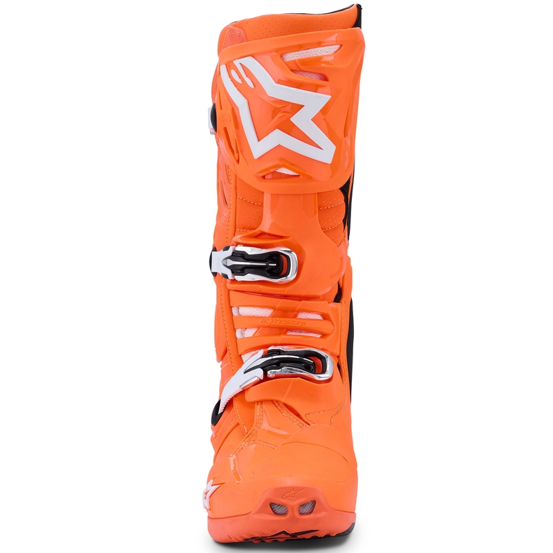 Alpinestars Tech 10 Supervented fluo oranži-melni-balti motocikla zābaki