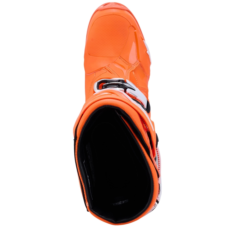 Alpinestars Tech 10 Supervented fluo oranži-melni-balti motocikla zābaki
