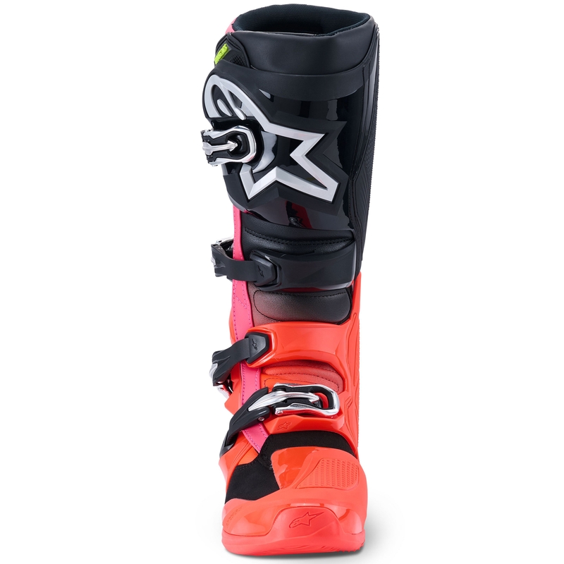 Alpinestars Tech 7 Black-Fluo Red-Fluo Pink motociklu zābaki