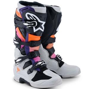 Alpinestars Tech 7 Black-Light Grey-Fluo Orange-Gradient motociklu zābaki