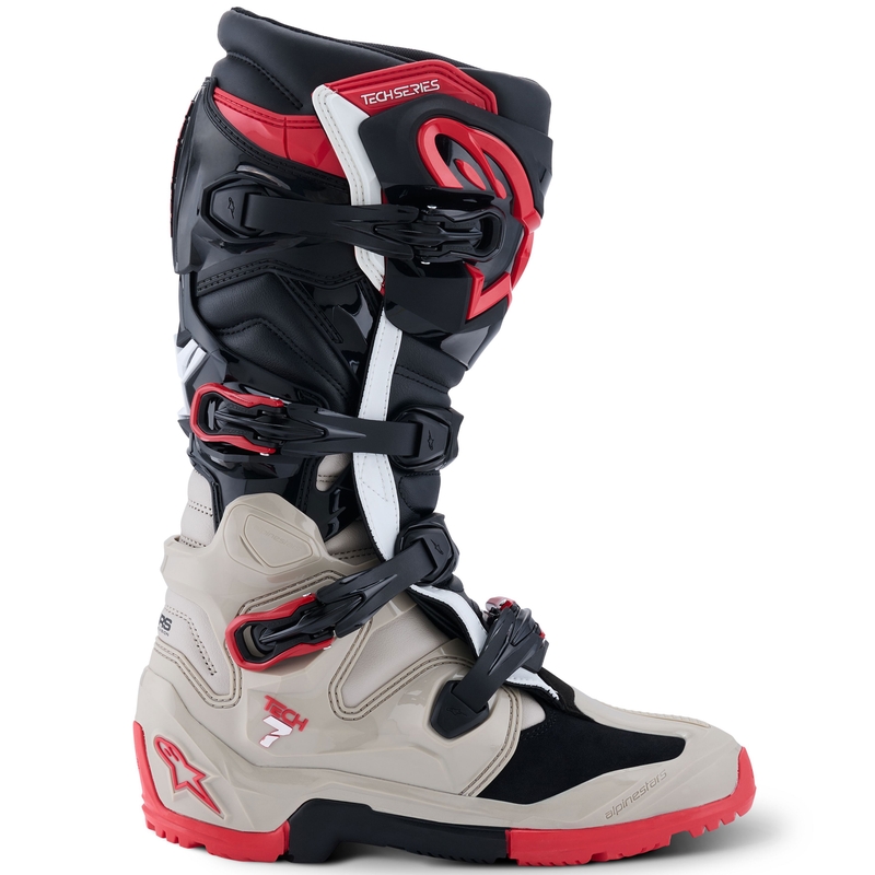 Alpinestars Tech 7 Enduro Black-Light Grey-Red Motociklu zābaki