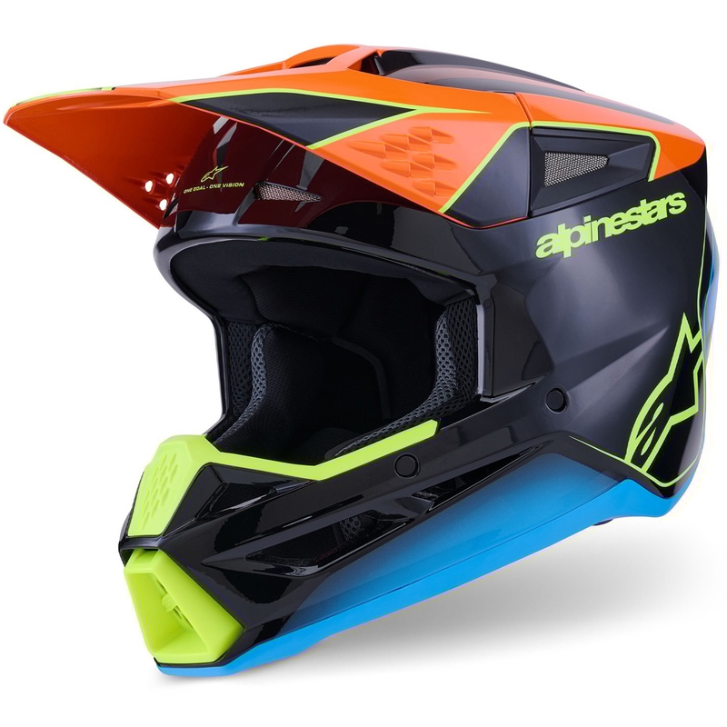 Alpinestars S-M3 Fray motokrosa ķivere melns-fluo oranžs-fluo dzeltens-turkīza