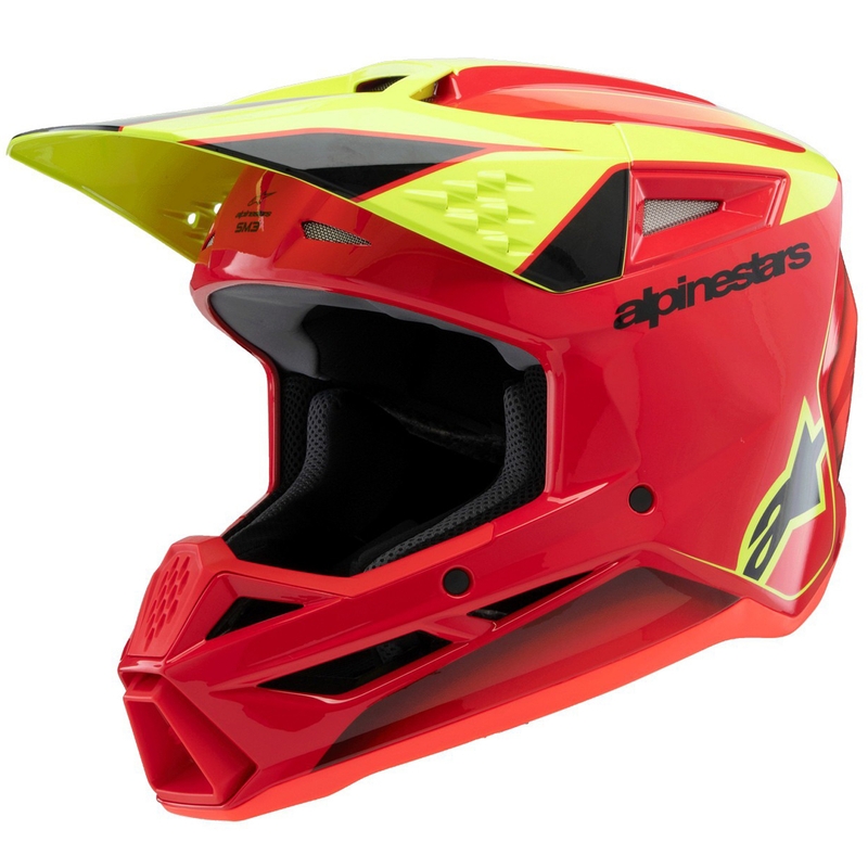 Alpinestars S-M3 Fray sarkanā-fluo dzeltenā-melnā motokrosa ķivere