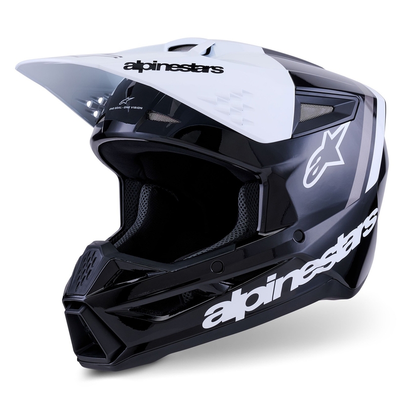 Alpinestars S-M3 Radium motokrosa ķivere melnā, baltā un pelēkā krāsā