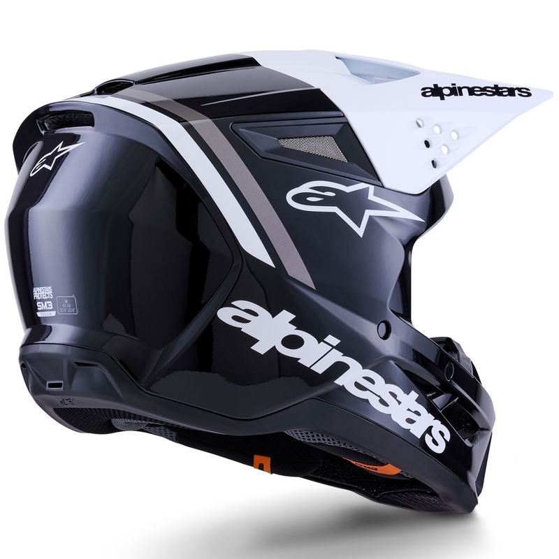 Alpinestars S-M3 Radium motokrosa ķivere melnā, baltā un pelēkā krāsā