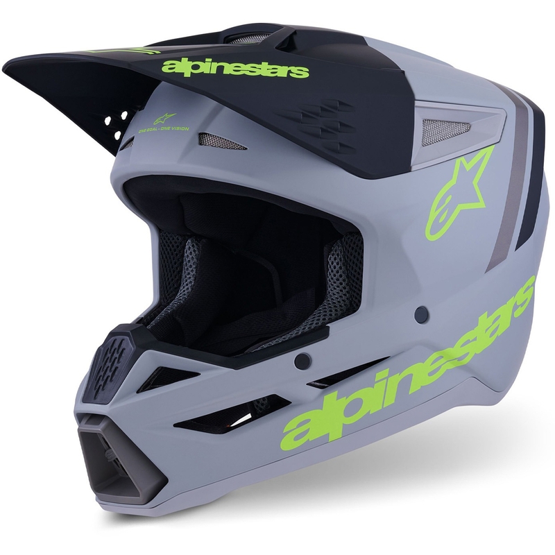 Alpinestars S-M3 Radium motokrosa ķivere matēti pelēka-fluorescējoši dzeltena-melna