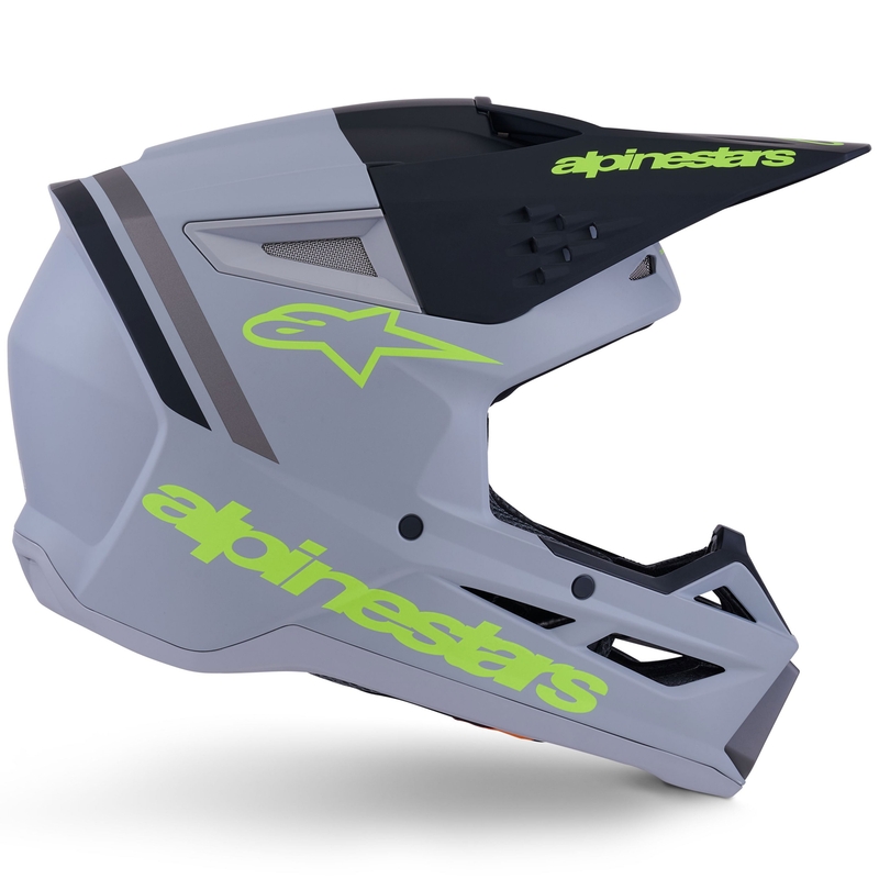 Alpinestars S-M3 Radium motokrosa ķivere matēti pelēka-fluorescējoši dzeltena-melna
