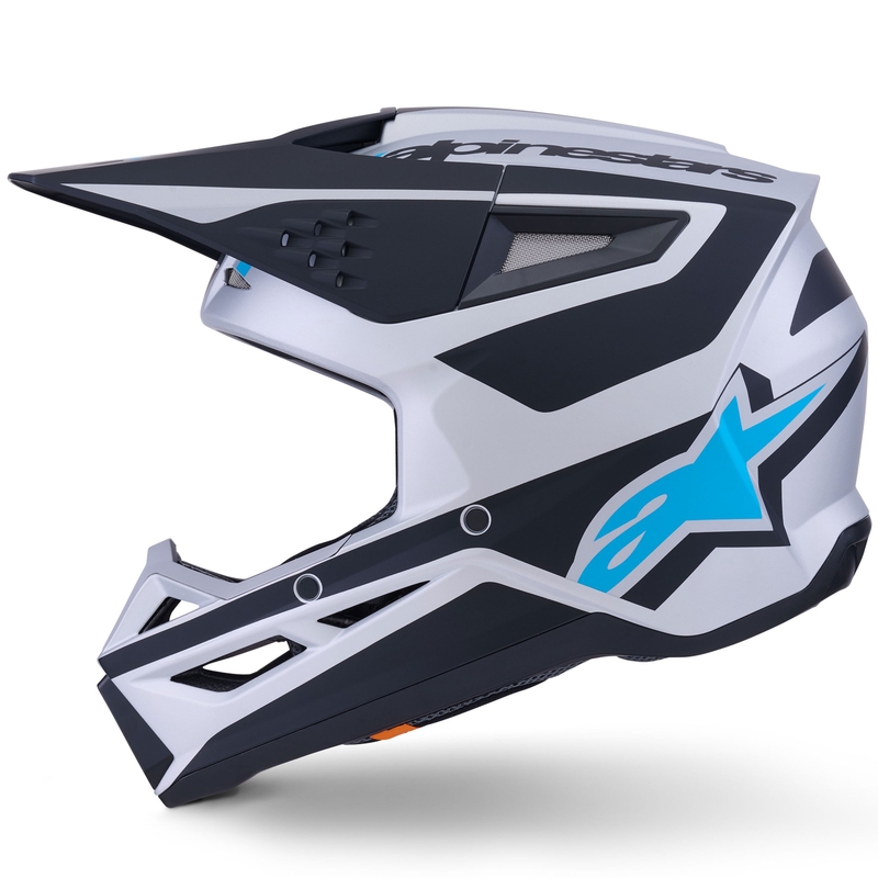 Alpinestars S-M3 Heat motokrosa ķivere sudraba-zilā-melnā matēta