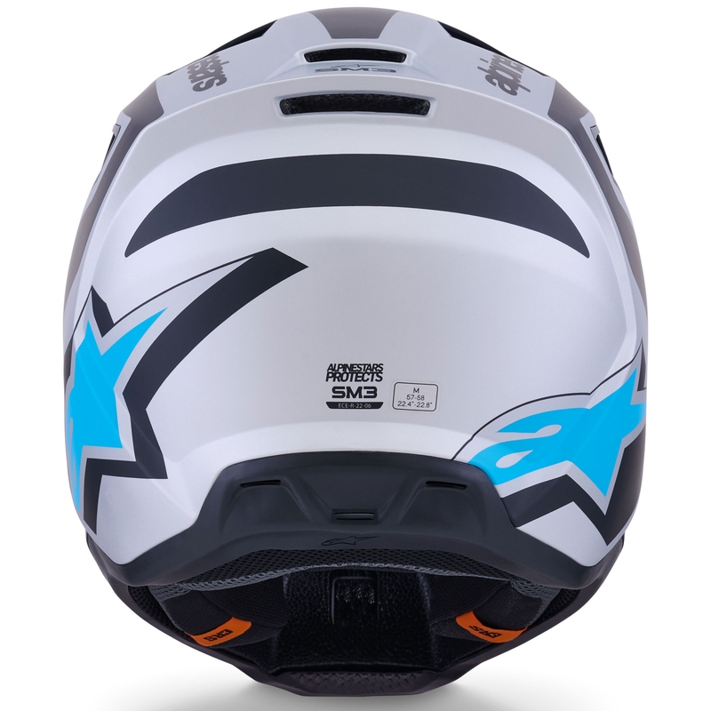 Alpinestars S-M3 Heat motokrosa ķivere sudraba-zilā-melnā matēta