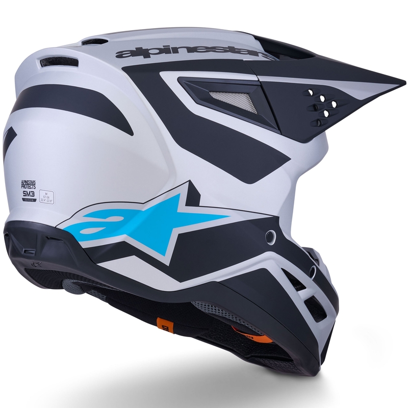 Alpinestars S-M3 Heat motokrosa ķivere sudraba-zilā-melnā matēta