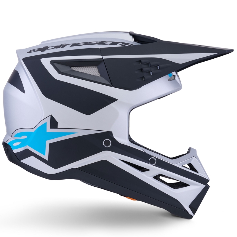 Alpinestars S-M3 Heat motokrosa ķivere sudraba-zilā-melnā matēta