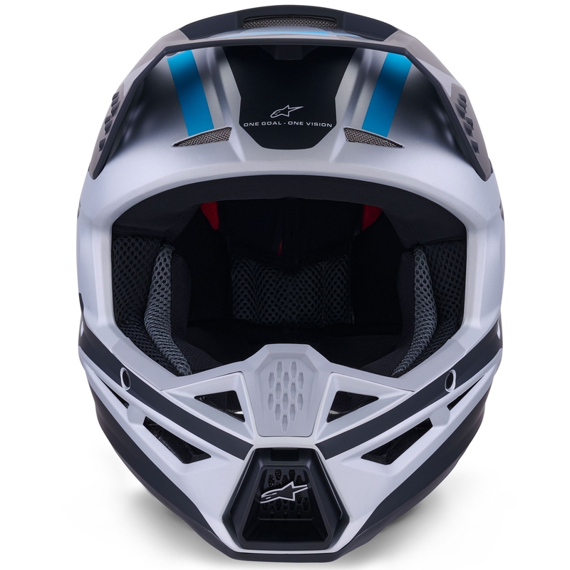 Alpinestars S-M3 Heat motokrosa ķivere sudraba-zilā-melnā matēta