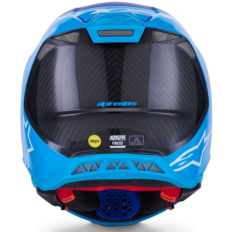 Alpinestars Supertech S-M10 Flood Motokrosa ķivere zila perlamutra-light blue-black-carbon-matte-gloss