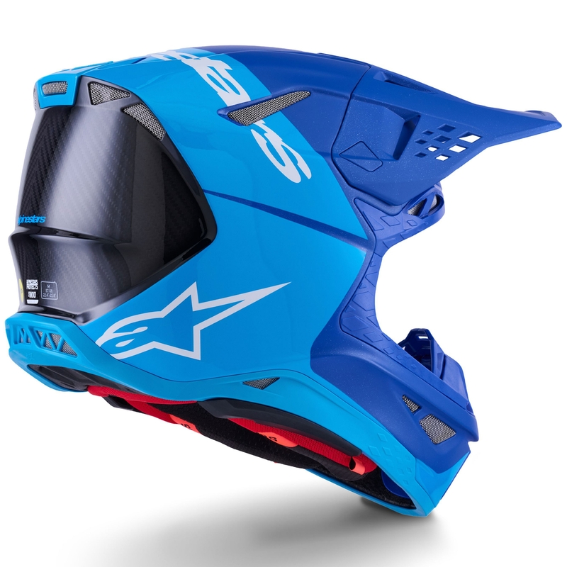 Alpinestars Supertech S-M10 Flood Motokrosa ķivere zila perlamutra-light blue-black-carbon-matte-gloss