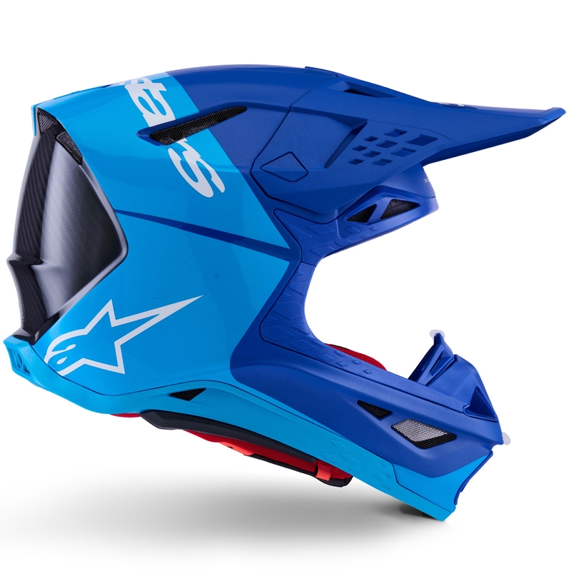 Alpinestars Supertech S-M10 Flood Motokrosa ķivere zila perlamutra-light blue-black-carbon-matte-gloss