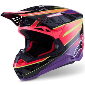 Alpinestars Supertech S-M10 Era rozā-violeti-fluo dzeltena motokrosa ķivere