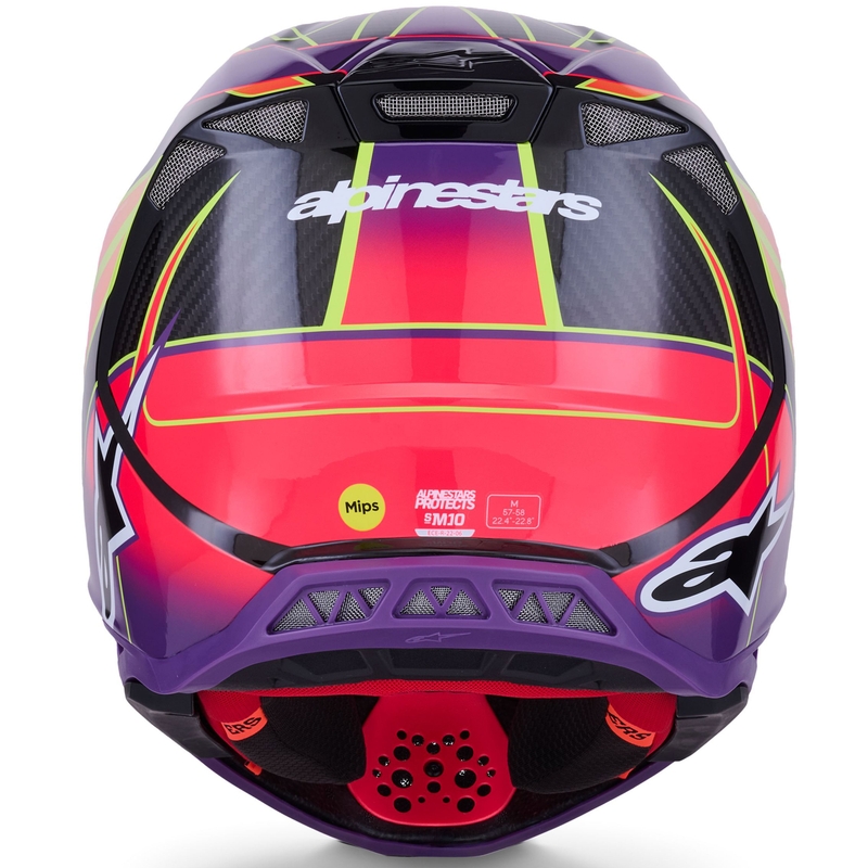 Alpinestars Supertech S-M10 Era rozā-violeti-fluo dzeltena motokrosa ķivere