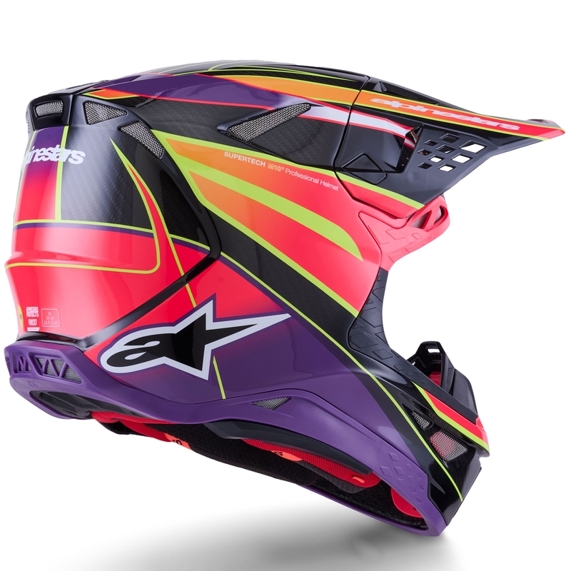 Alpinestars Supertech S-M10 Era rozā-violeti-fluo dzeltena motokrosa ķivere