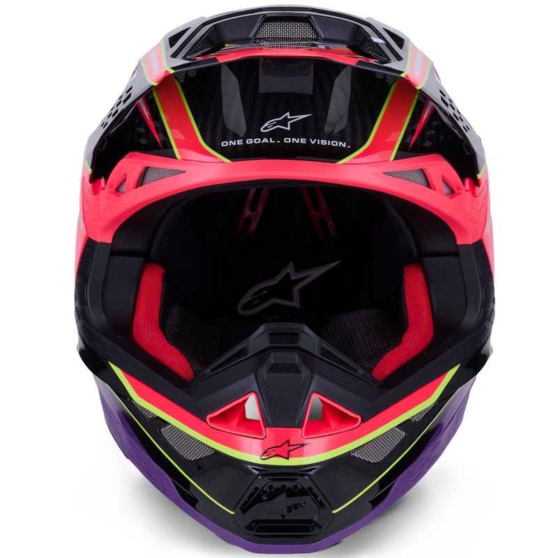 Alpinestars Supertech S-M10 Era rozā-violeti-fluo dzeltena motokrosa ķivere