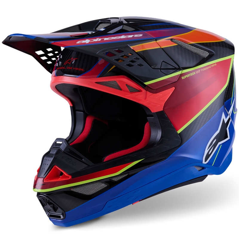 Alpinestars Supertech S-M10 Era zilā-sarkanā-fluo dzeltenā motokrosa ķivere