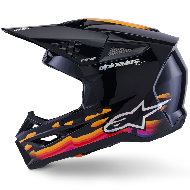 Alpinestars S-M3 Force melnā-dzeltenā-sarkanā-baltā motokrosa ķivere
