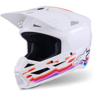 Alpinestars S-M3 Force motokrosa ķivere balta-dzeltena-rozā-violeta