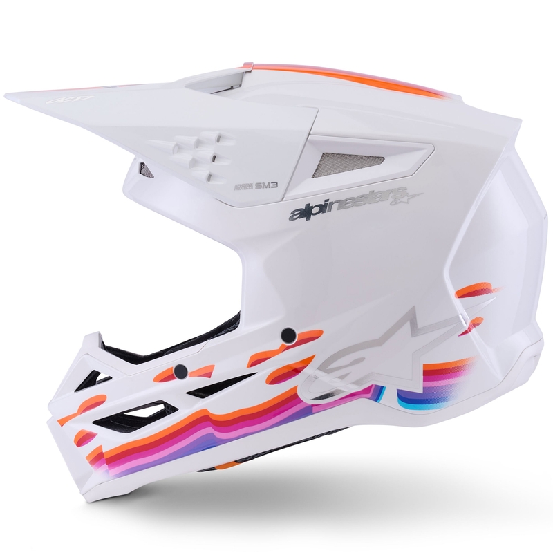 Alpinestars S-M3 Force motokrosa ķivere balta-dzeltena-rozā-violeta