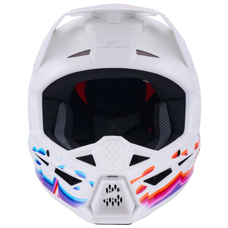 Alpinestars S-M3 Force motokrosa ķivere balta-dzeltena-rozā-violeta