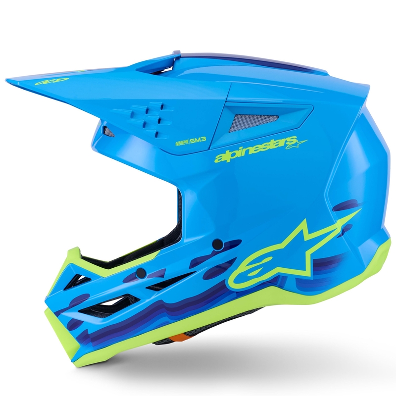 Alpinestars S-M3 Force zili-fluo dzeltena motokrosa ķivere